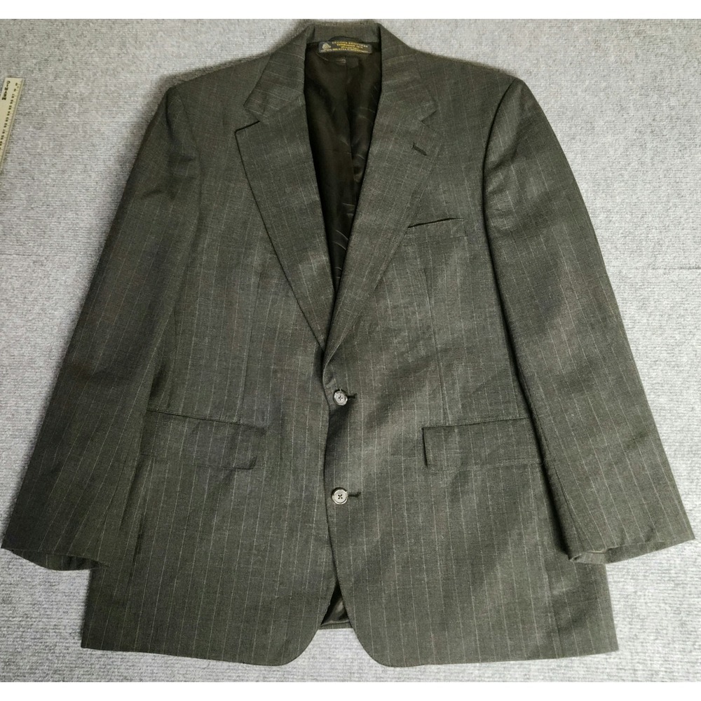 Brooks Brothers Blazer Mens 42R Wool Charcoal Grey Pinstripe Sport Coat EUC